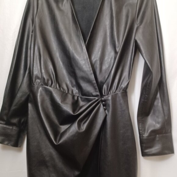 WOMEN'S ZARA FAUX LEATHER WRAP MINI DRESS - Picture 6 of 13